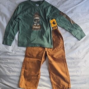 Carhartt Green Graphic Shirt and Tan Pants Set
